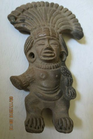 Ancient Pre - Columbian Mayan/aztec Warrior Sculpture Pierced Estate