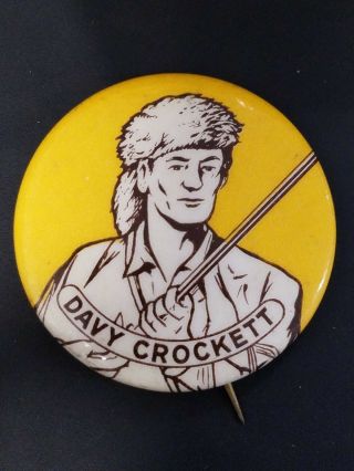 Vintage Davy Crockett Pin Back Western Button 1950 