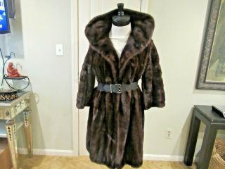 Vintage Mahogany Mink Coat With A Huge Collar And Horizontal Sleeves Size M/l
