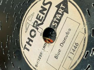 Vintage Thorens Swiss Windup Music Box w/ 11 Discs Made In Switzerland 5