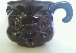Vintage Black Pig Face Pottery Creamer Marked " N "