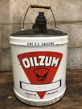 Vintage Oilzum 5 Gallon Metal Motor Oil Gas Can