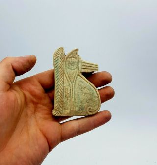 Large Unusual Ca.  1300 Bc Egyptian Faience Eye Of Horus Amulet - Wearable - Rare