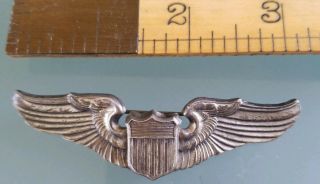 Pilot Wings Sterling Silver Army Air Corps Wwii Large Military Insigna Noreserve