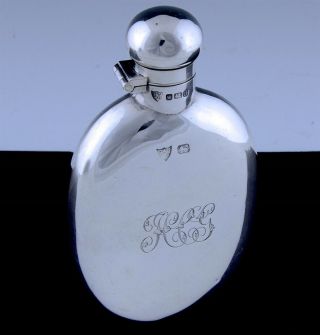 C1912 English Sheffield Sterling Silver Hip Whiskey Bottle Flask G & J Hawksley