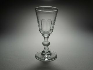 19th C.  Blown Flint Glass Cut Flutes Ball Knop Stem Port Wine Glass 2