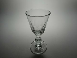 19th C.  Blown Flint Glass Cut Flutes Ball Knop Stem Port Wine Glass 5