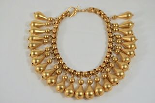 Robert Lee Morris / Donna Karan Vtg 80s 24k Matte Gold Runway Necklace Big