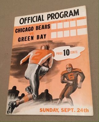 Rare Green Bay Packers Bears 1944 Program Vintage Antique Game News Clips