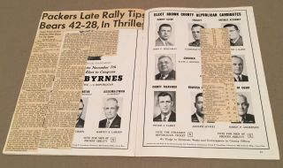 Rare Green Bay Packers Bears 1944 Program Vintage Antique Game News Clips 7