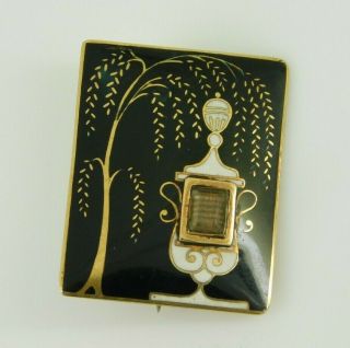 Vintage / Antique Victorian 10k Gold Enamel Hair Mourning Pin