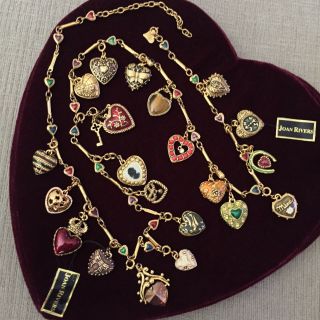 Joan Rivers Love Luck And Hope Heart Necklace W/ 21 Charms Valentine Gift Wife