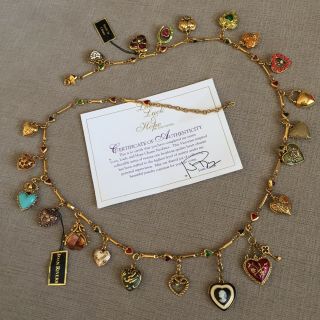 Joan Rivers Love Luck and Hope HEART NECKLACE w/ 21 CHARMS Valentine Gift Wife 6