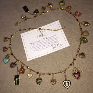Joan Rivers Love Luck and Hope HEART NECKLACE w/ 21 CHARMS Valentine Gift Wife 7