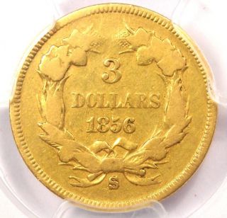 1856 - S Three Dollar Indian Gold Coin $3 - Certified PCGS G6 (Good) - Rare Date 4