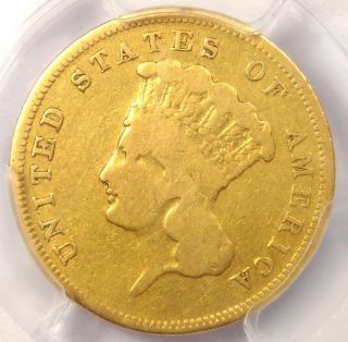 1856 - S Three Dollar Indian Gold Coin $3 - Certified PCGS G6 (Good) - Rare Date 5