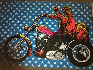 Easy Rider True Vintage Dennis Hopper Blacklight Poster 1970