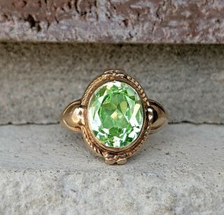 Vintage Ostby Barton Art Deco Synthetic Spinel Estate Ring 10k Yellow Gold