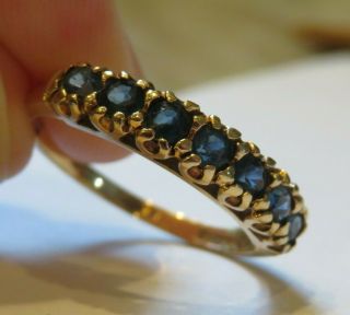 14k Antique Vintage Art Deco Old Cut Sapphire Eternity Band Wedding Stack Ring