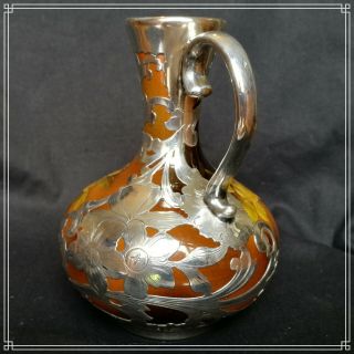 RARE & SPLENDID POTTERY WITH GORHAM SILVER OVERLAY PITCHER OR JUG ROOKWOOD 1893 5