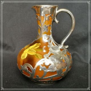 RARE & SPLENDID POTTERY WITH GORHAM SILVER OVERLAY PITCHER OR JUG ROOKWOOD 1893 6