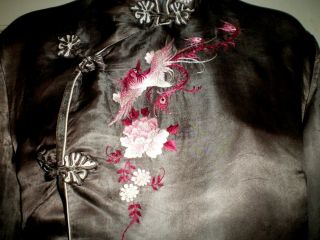 Fine Antique Chinese Brown Silk Jacket/Coat w/Pink Embroidered Phoenix Sz 38 7