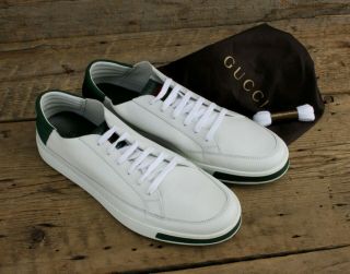 Vintage Gucci White Leather Sneakers Size 12 Old Stock