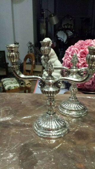350g STUNING sterling silver set 2 CHANDELIERS flutted COLONIAL STYLE 2 branche 3