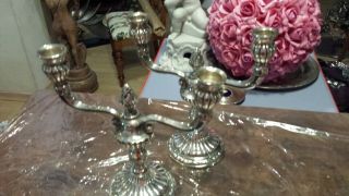 350g STUNING sterling silver set 2 CHANDELIERS flutted COLONIAL STYLE 2 branche 6