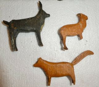 Antique German Putz Composite Wood Stick Leg Fox & Hare 2.  5 " Po9