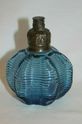 Vintage Blue and Green Depression Glass Perfume Bottles 2