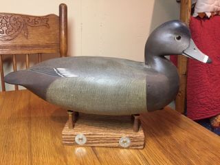 Vtg Hollow Red Head Hen Duck Decoy Delaware River Style Rick Brown Ocean Co