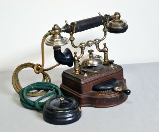 Antique L.  M.  Ericsson Wooden Desktop Telephone Switchboard 1928 Vg