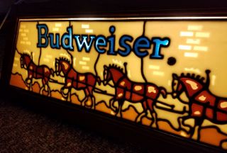 RARE FIND - Budweiser Clydesdale stained glass looking pool table light 3