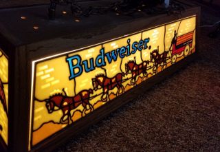 RARE FIND - Budweiser Clydesdale stained glass looking pool table light 5
