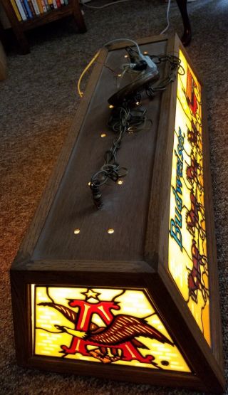 RARE FIND - Budweiser Clydesdale stained glass looking pool table light 6