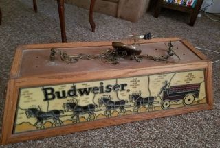 RARE FIND - Budweiser Clydesdale stained glass looking pool table light 7