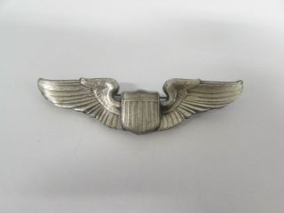 Wwii Us Army Ac Full Size Pilot Wings Pin Back Gemsco Marked.