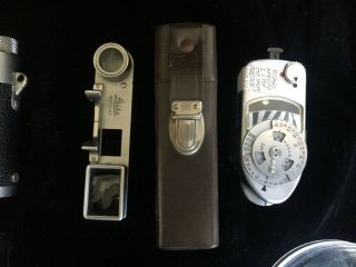 Vintage Leitz Leica M3 Camera,  M4 - P winder,  light meter,  Summicron Lens, 4