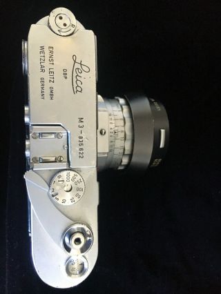 Vintage Leitz Leica M3 Camera,  M4 - P winder,  light meter,  Summicron Lens, 7