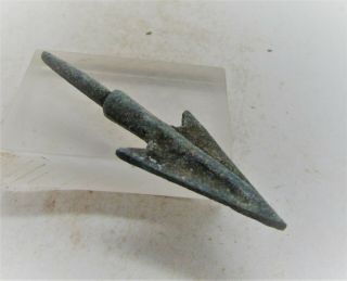 Ancient Bronze Age Greek Longshot Barbed Arrowhead War Relic 1500bce