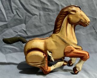 Vintage Daiya Tin Litho Wind - Up Toy Horse Bucking Bronco