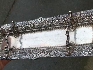 Antique Tiffany & Co Makers Sterling Silver Repousse Pen Tray 10x3 In