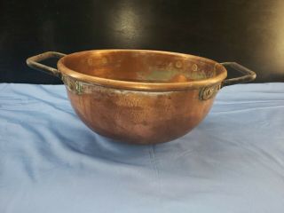 Antique Vintage Copper Candy Kettle Bowl Pot 15” Fudge Kettle Corn