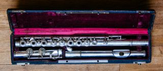 Antique Couesnon " Monopole " French Professional Silver Plated Flute C.  1900