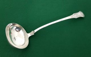 Large 32.  5cm Antique Hm Newcastle 1846 Solid Sterling Silver Kings Pattern Ladle