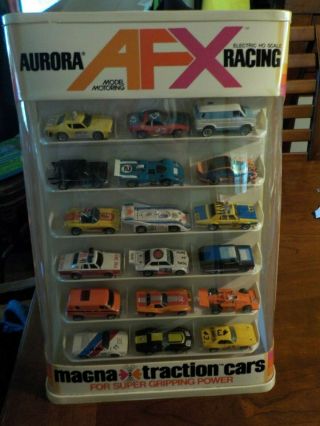 Rare Aurora Afx Racing Factory Dealer Counter Display - 18 Cars - Ho Slot Cars