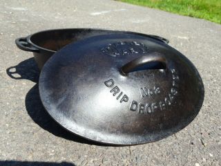 Antique Wagner Ware No.  3 Oval Drip Drop Roaster,  Vintage Cast Iron