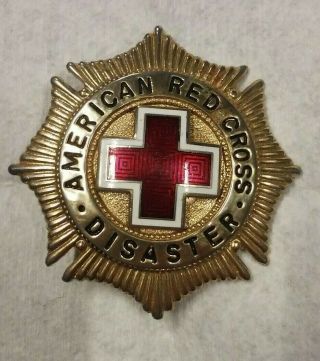 Vintage Red Cross Disaster Hat Badge Ww2? Obsolete