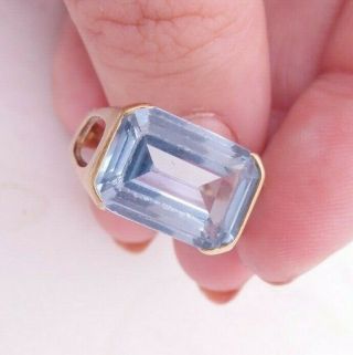 Fine 9ct/9k Gold Blue Spinel Heavy Art Deco Ring,  375